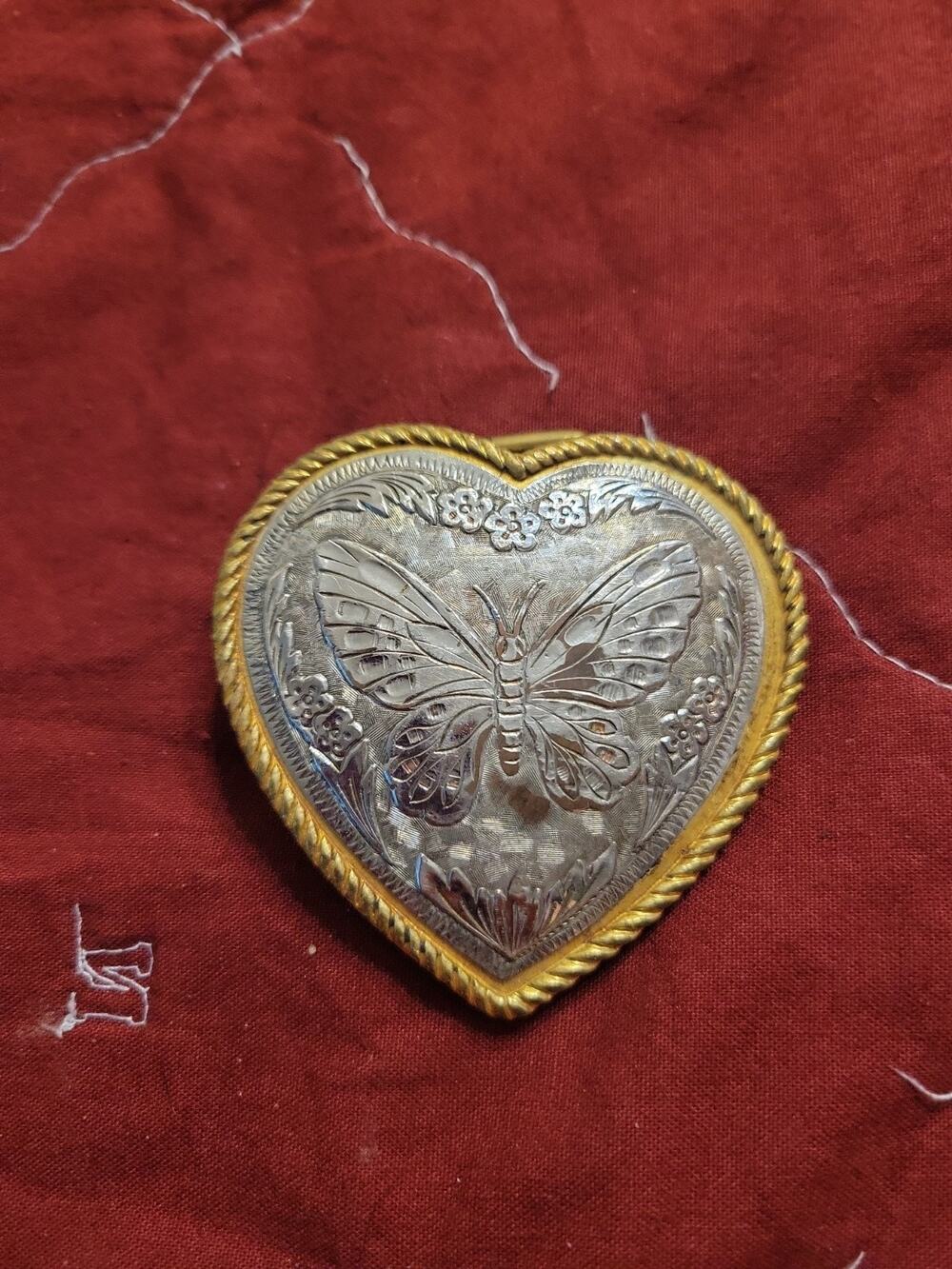 Vintage Butterfly Heart Floral Western Womens Belt Buckle